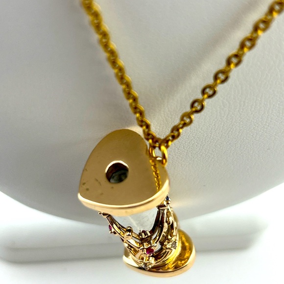 Gold Toned Semi Precious Gem Stone Kaleidoscope Pendant Necklace - Picture 6 of 10